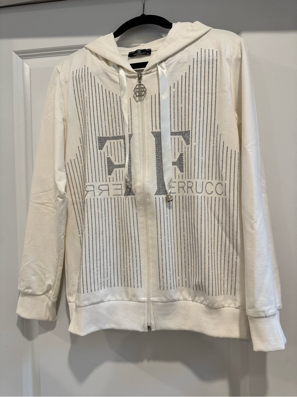 White Zip-Front Bomber Hoodie track set